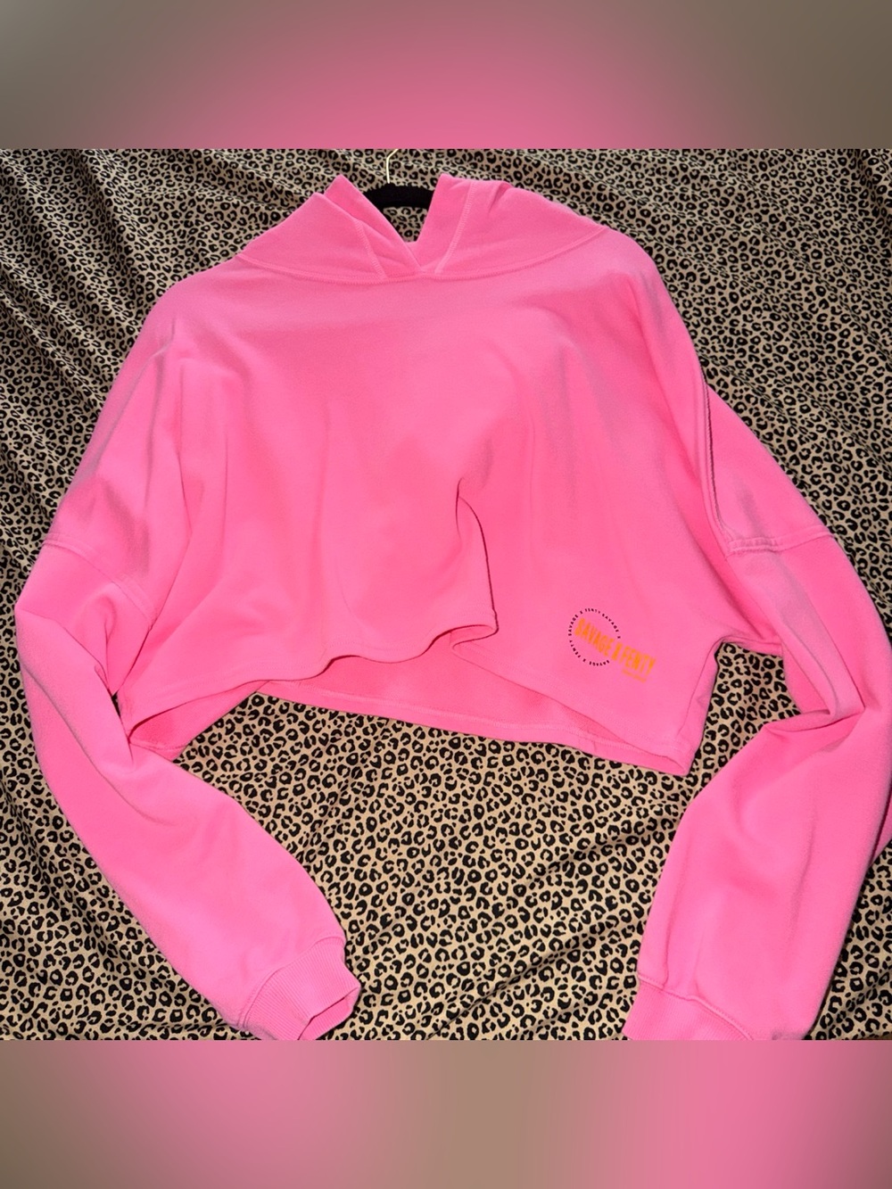 Savage X Fenty Hot Pink Cropped Hoodie